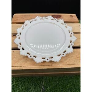 Vintage Fenton Milk Glass Old Colony Open Lace Edge 8" Dessert Plate
